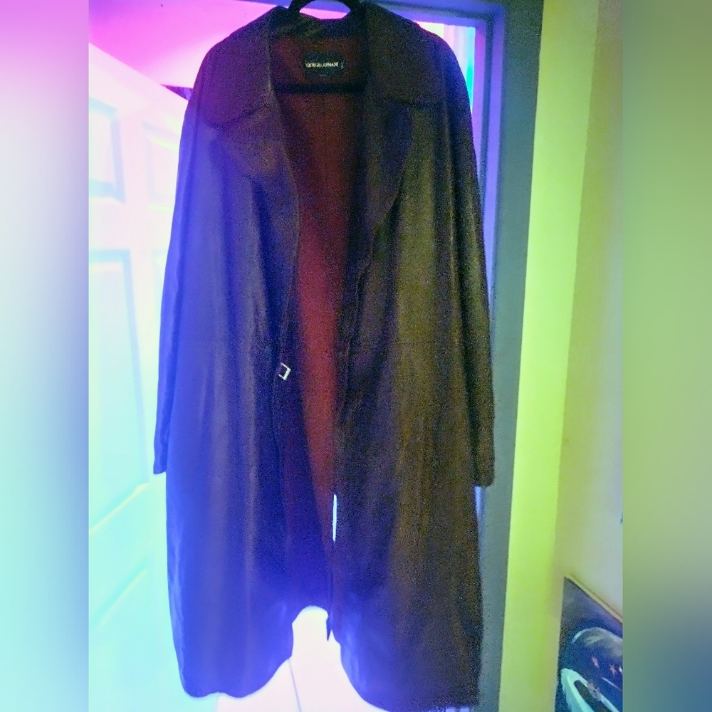 Giorgio Armani brown leather trench coat